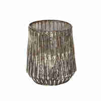TALOS BASE FOR CANDLE GLASS SILVER ANTIQUE D15xH17