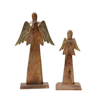 XMAS ELSA ANGEL WOOD MANGO ALUMINIUM NATURAL GOLD
