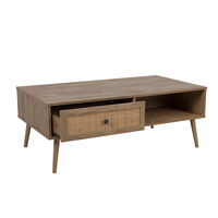 AMMOS COFFEE TABLE 1DRAWER CHIPBOARD WITH MELAMINE CARTA NATURAL WITH RATTAN 110x59xH41,4cm E1 PRC