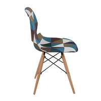 EIFFEL CHAIR FABRIC PATCHWORK BLUE WOOD ΒΕΕCH NATURAL E1 PRC