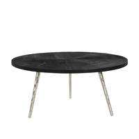 ZEN COFFEE TABLE METAL BLACK WOOD SILVER 91x91xH40cm IN