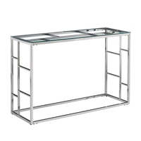 BELLAGIO CONSOLE STAINLESS STEEL SILVER GLASS TRANSPARENT 120x40xH78cm PRC