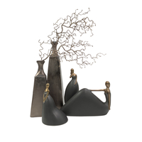 GLORY VASE ALUMINIUM BLACK D10xH30cm IN
