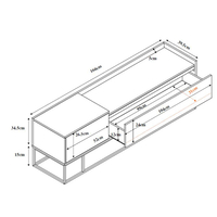 HILTON TV STAND CHIPBOARD WITH MELAMINE CARTA SONOMA DECAPE METAL BLACK 160x39,5xH45cm E1 PRC