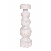 PIERRE CANDLE HOLDER WOOD WHITE NATURAL D12xH26,5c