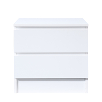 POLO NIGHTSTAND 2DRAWERS CHIPBOARD WITH MELAMINE CARTA WHITE E1 MY