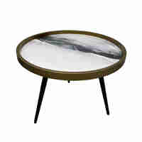 WILD COFFEE TABLE MDF BLACK WITH PATTERN METAL BLACK 60x60xH45cm E1 PRC