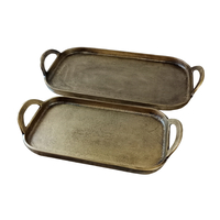 KIRAT TRAY SET 2PCS ALUMINIUM GOLD ANTIQUE 46-36x2