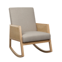 AMMOS ARMCHAIR ROCKING FABRIC BEIGE WOOD RUBBERWOOD NATURAL PRC