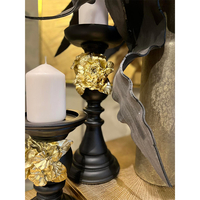 SANZIA CANDLE HOLDER POLYRESIN BLACK GOLD D14,5xH2
