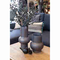 INEL VASE GLASS BLACK D17xH34,5cm PRC