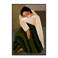 SILENT REFLECTION PAINTING DECORATIVE WITH FRAME 80x120x4 CANVAS BROWN BEIGE PP GREEN