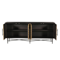 RITZ SIDEBOARD 4DOORS WOOD MANGO BLACK GOLD MAT METAL 180x45xH76cm IN
