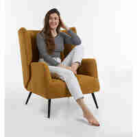 MONACO ARMCHAIR FABRIC MUSTARD WOOD RUBBERWOOD BLACK PRC