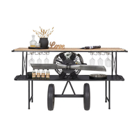 AVIATION CONSOLE BAR METAL NATURAL WOOD MANGO BLACK 191x58xH91cm IN
