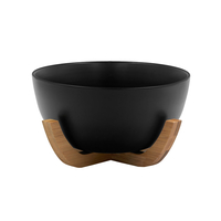 CURVE BOWL SERVING PORCELAIN BAMBOO BLACK NATURAL