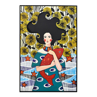 CONCERN PAINTING CANVAS MULTICOLOR WOOD FRAME BLAC