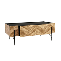 PARKE COFFEE TABLE CHIPBOARD WITH MELAMINE CARTA BLACK NATURAL WITH PATTERN METAL BLACK 120x63xH45cm E1 PRC