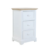 KIMOLOS NIGHTSTAND 3DRAWERS LACQUERED MDF WHITE VENEER NATURAL E1 PRC
