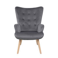 AMICA ARMCHAIR FABRIC GREY WOOD NATURAL E1 PRC