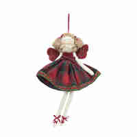 XMAS JOY ANGEL DECO FABRIC RED GREEN BEIGE H33cm P