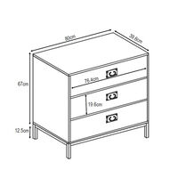 RUBIK COMMODE 3DRAWERS CHIPBOARD WITH MELAMINE CARTA CEMENT LIGHT METAL WITH PATTERN BLACK E1 PRC