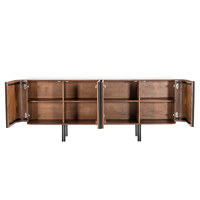 TERRA NOVA SIDEBOARD 4DOORS WOOD MANGO WALNUT WHITE MARBLE METAL BLACK 180x40xH76cm IN