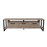 BRIDGE TV STAND 3DOORS MELAMINE SONOMA BLACK METAL 150x35xH45cm E1 TR