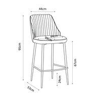 KING STOOL BAR FABRIC BLACK METAL BLACK PRC