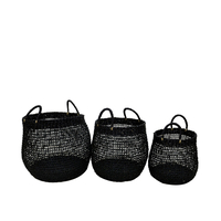 DUBH BASKET SET 3PCS SEAGRASS BLACK 48x48xH52cm VN