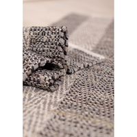 FISHBONE CARPET LEATHER GREY BEIGE 60x90cm IN