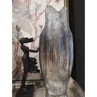 BAJAN VASE ALUMINIUM SILVER ANTIQUE 19,5x14xH46cm