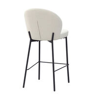LUNE STOOL BAR FABRIC WHITE METAL BLACK PRC