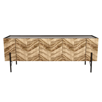 PARKE TV STAND CHIPBOARD WITH MELAMINE CARTA BLACK NATURAL WITH PATTERN METAL BLACK 160x43xH60cm E1 PRC