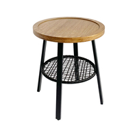 FILET SIDE TABLE CHIPBOARD WITH MELAMINE CARTA NATURAL PE RATTAN BLACK 45x45xH52cm E1 PRC