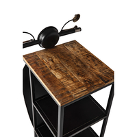 MINI VESPA SIDE TABLE WITH SHELVES METAL BLACK SILVER NATURAL 61x45xH88cm IN