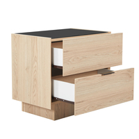 CUBIUS NIGHTSTAND 2DRAWERS MELAMINE NATURAL MELAMINE SMOKE BLACK E1