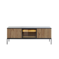 MYSTERY TV STAND 3DOORS MELAMINE NATURAL DARK BLACK METAL 154x39x56 E1 PRC