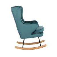 ROCKER ARMCHAIR ROCKING FABRIC EMERALD WOOD RUBBERWOOD NATURAL E1 PRC