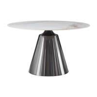 CIRCUS TABLE ROUND TABLE CERAMIC WHITE WITH MARBLE PATTERN STAINLESS STEEL BLACK PRC