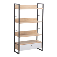 TRILOGY BOOKCASE MELAMINE NATURAL BLACK 70x30xH125