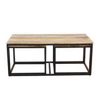 QUADRO COFFEE TABLE SET 3PCS WOOD MANGO NATURAL METAL BLACK 110x60xH45cm IN