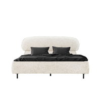 SERENITE BED (FOR MATTRESS 160x200cm) FABRIC BEIGE METAL BLACK E1 PRC
