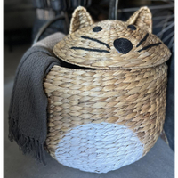 TIGRO BASKET WITH LID HYACINTH IRON NATURAL WHITE