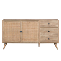 AMMOS SIDEBOARD 3DRAWERS CHIPBOARD WITH MELAMINE CARTA NATURAL WITH RATTAN 150x39xH79cm E1 PRC