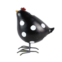 GALLINA BLACK DECO HEN POLYRESIN BLACK WHITE 14x9x