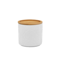 FLEURS STORAGE JAR WITH LID PORCELAIN BAMBOO WHITE