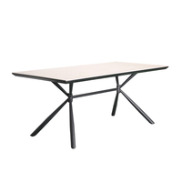 SAHARA TABLE CERAMIC BEIGE WITH MARBLE PATTERN METAL BLACK 180x90x76 E1 PRC