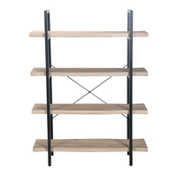 BRICK-URBAN BOOKCASE CHIPBOARD WITH MELAMINE CARTA NATURAL METAL BLACK 105x32xH140cm E1 PRC