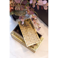 PRECIOUS BOX WITH LID POLYRESIN GOLD BLACK 29,5x14